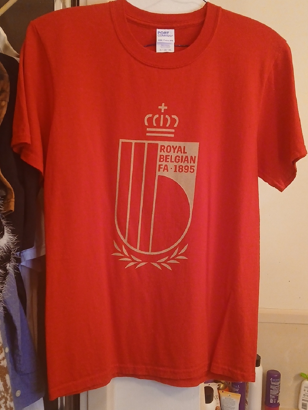 DE BRUYNE,Port and Company Red Royal Belgian FA Crest Tee,szXL